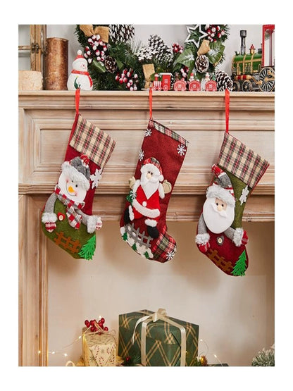 AUSHC - Christmas Stockings Christmas Decoration Supplies Christmas Dress up Ornament Small Christmas Tree Pendant Children's Gift Bag