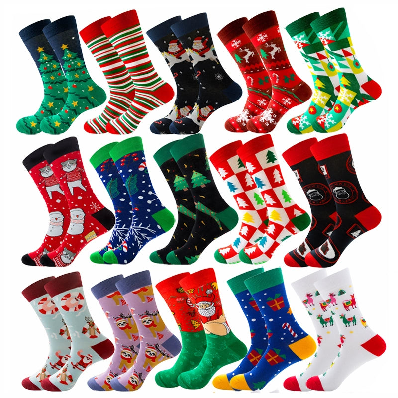 AUSHC - Men Women Socks Lover Christmas Halloween Celebrate Santa El