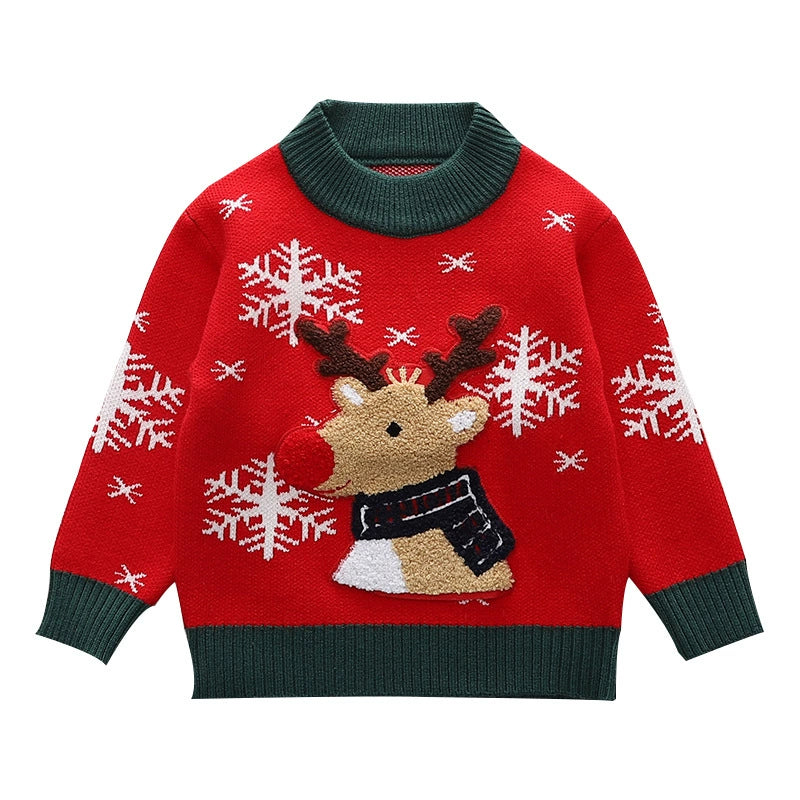 AUSHC - Autumn Winter Sweater Children's Elk Long-Sleeved Pullover Sweater