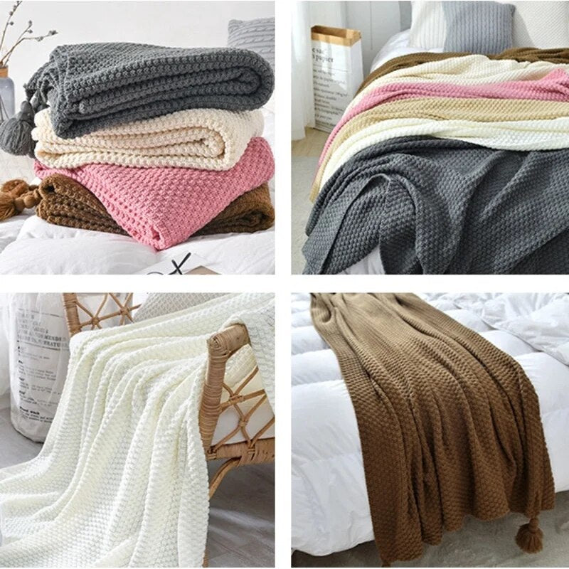 Experience Warmth and Contentment with Our Knitted Nordic Decor Throw Blanket For Sofa or  Bed