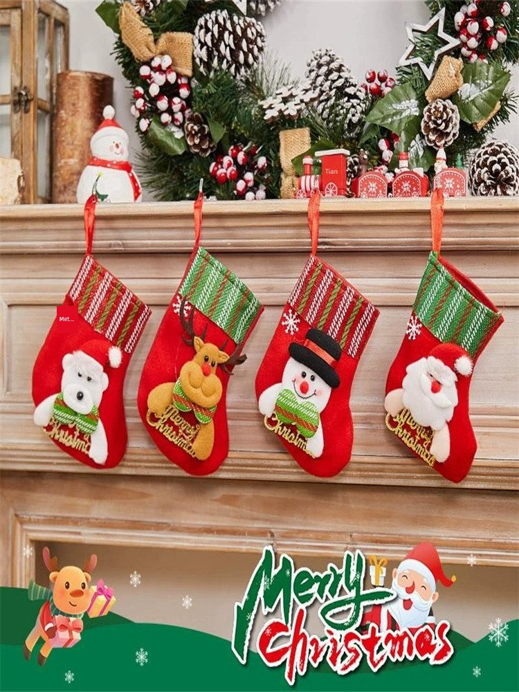 AUSHC - Christmas Stockings Christmas Decoration Supplies Christmas Dress up Ornament Small Christmas Tree Pendant Children's Gift Bag