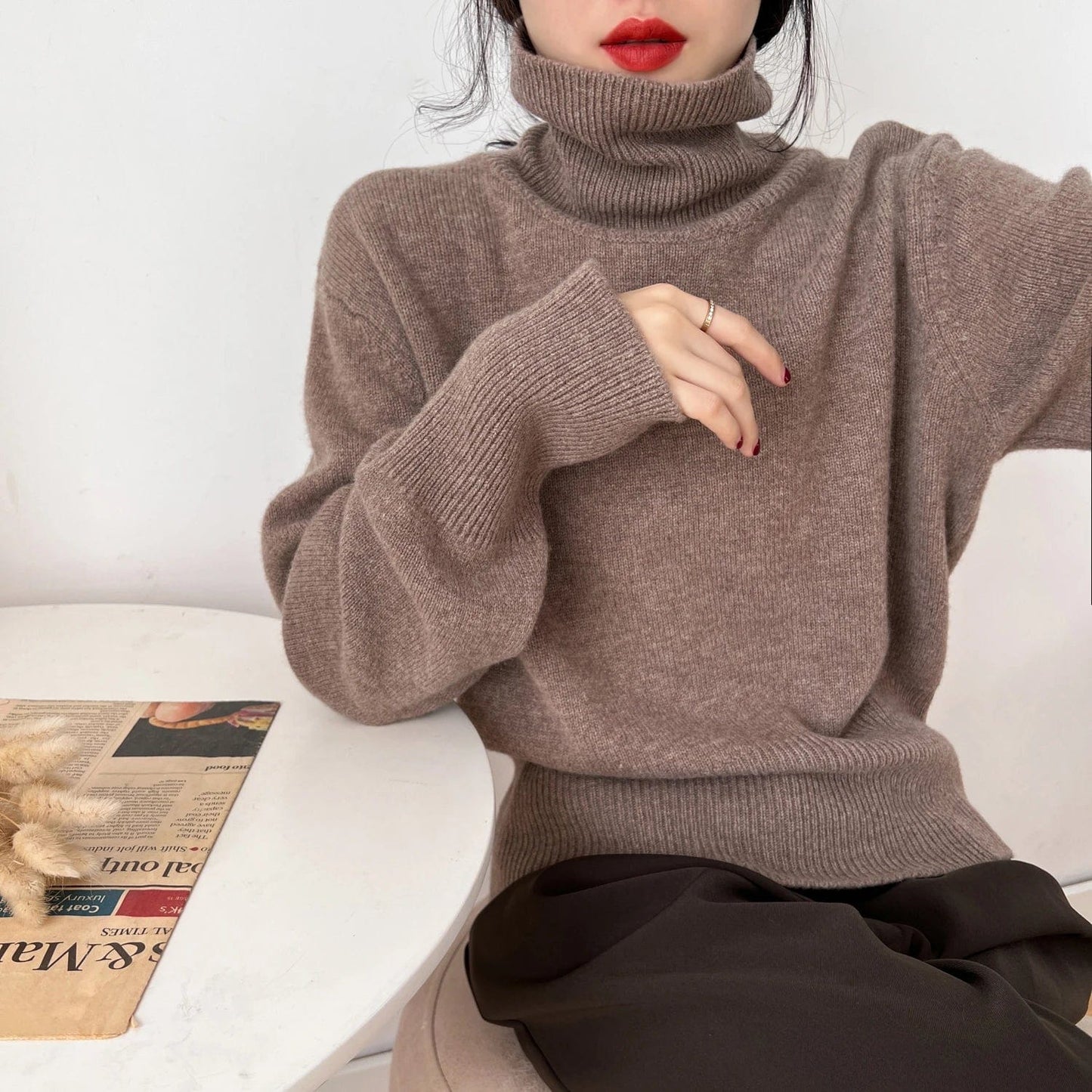 Women's Autumn/Winter Cashmere Turtleneck Sweater