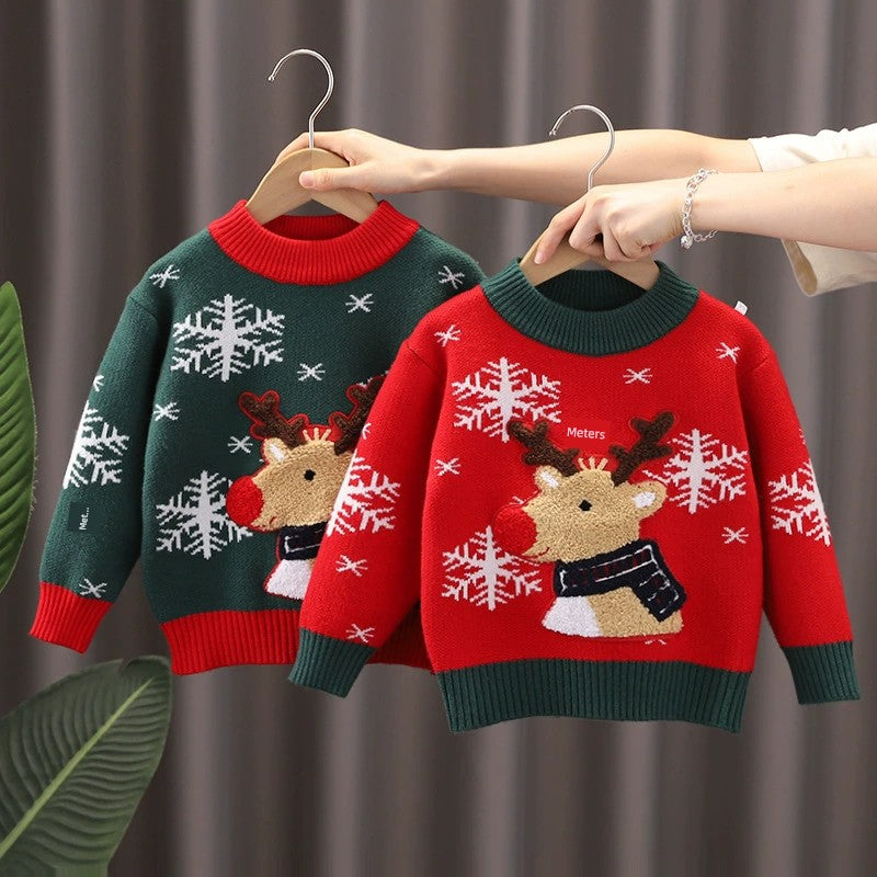 AUSHC - Autumn Winter Sweater Children's Elk Long-Sleeved Pullover Sweater