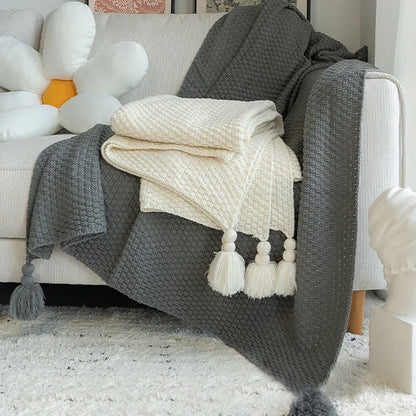 Experience Warmth and Contentment with Our Knitted Nordic Decor Throw Blanket For Sofa or  Bed