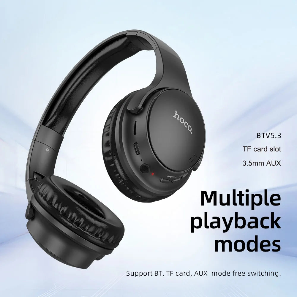 HOCO W40 Bluetooth 5.3 Wireless Headphone Music Headset 40mm Drivers Hands-Free Earphones Support AUX TF HiFi Sport Headphone