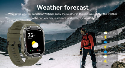 Rugged Military Smartwatch- IP68 Waterproof, AI Voice, Bluetooth Call