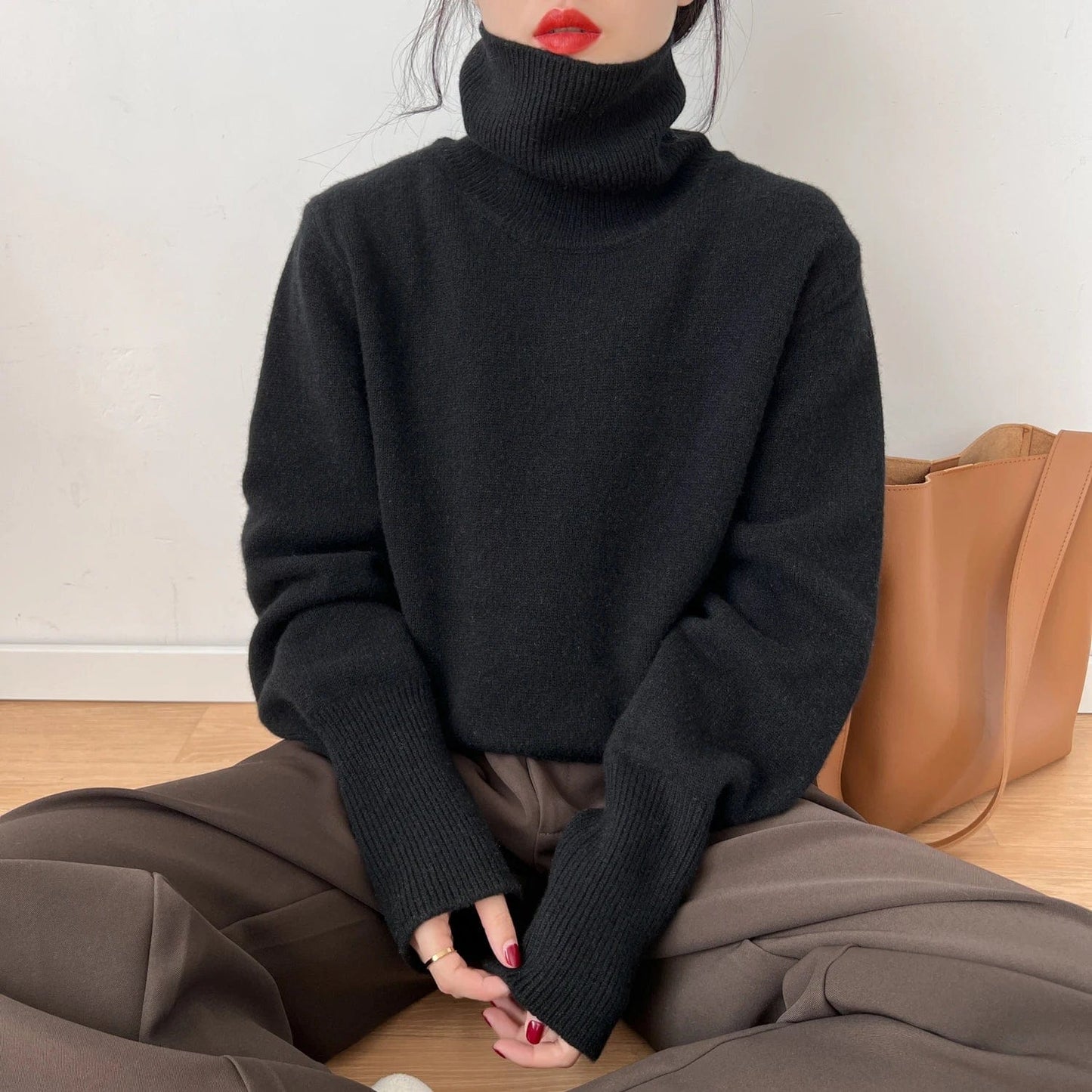 Women's Autumn/Winter Cashmere Turtleneck Sweater