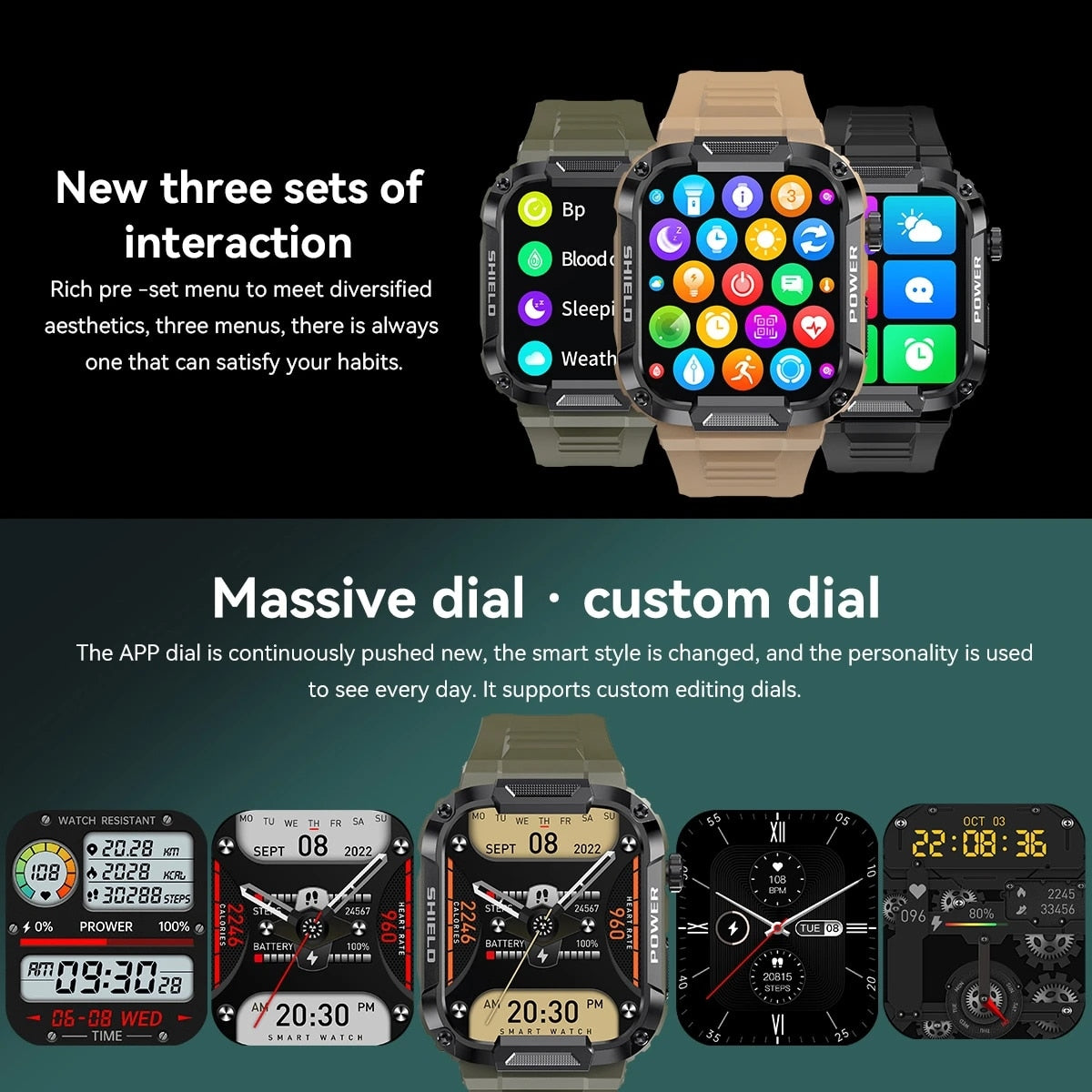 Rugged Military Smartwatch- IP68 Waterproof, AI Voice, Bluetooth Call