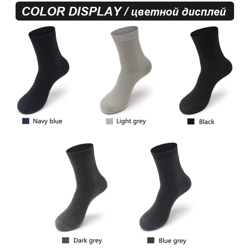10 Pairs of High-Quality Black Bamboo Socks for Men (Size 39-48)