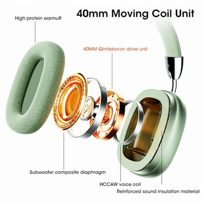 AUSHC - Bluetooth Headphones Max For Apple Samsung Phone Wireless Headset 4D Stereo HiFi Gaming Earphone Sports Smart Noise Cancelling