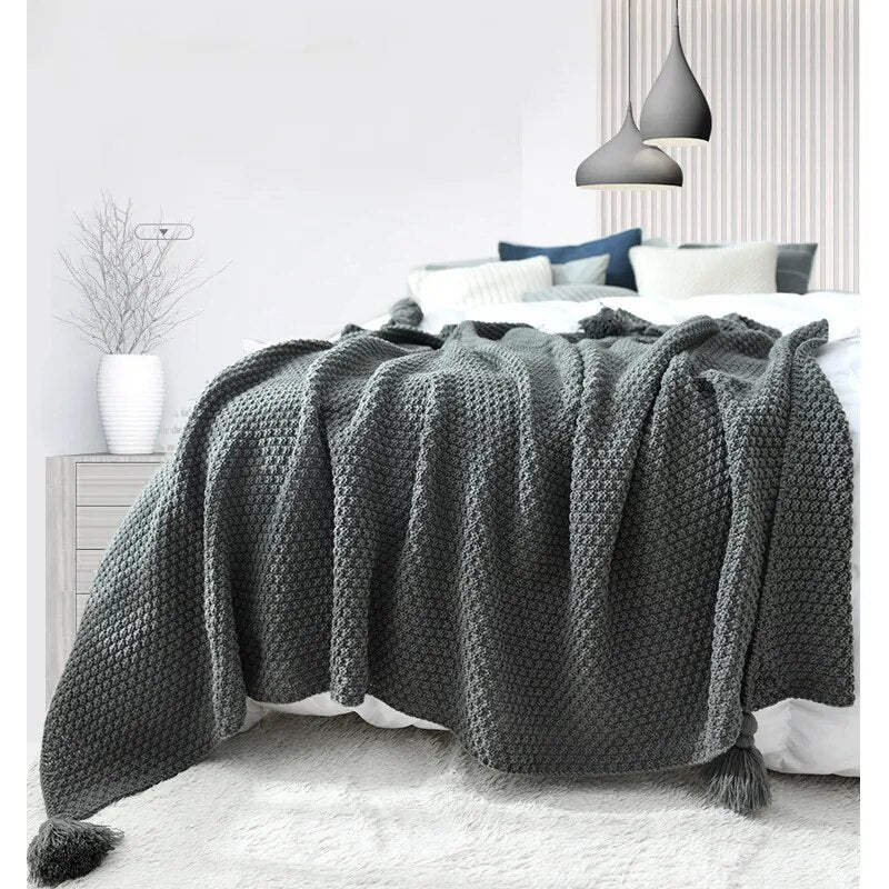 Experience Warmth and Contentment with Our Knitted Nordic Decor Throw Blanket For Sofa or  Bed