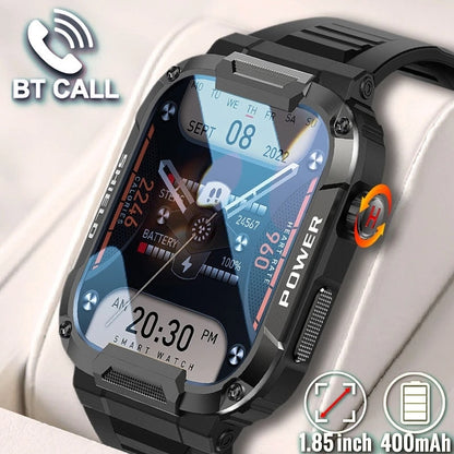 Rugged Military Smartwatch- IP68 Waterproof, AI Voice, Bluetooth Call